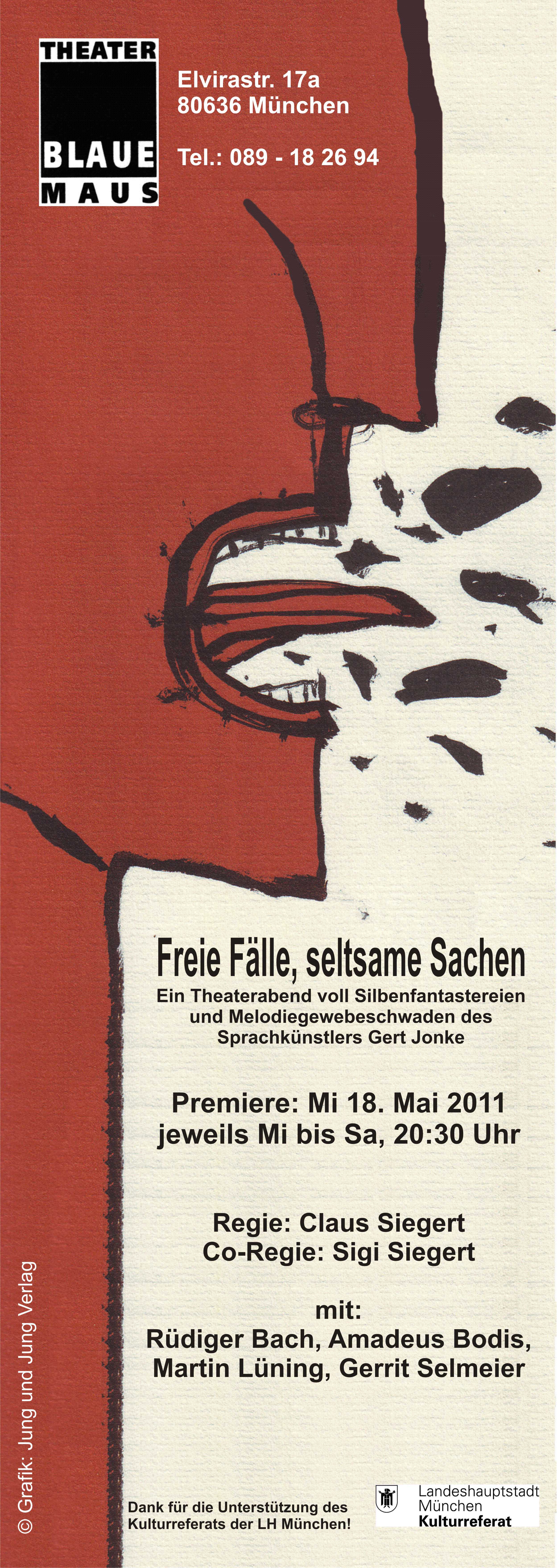 Freie Fälle, seltsame Sachen
 - Ein Theaterabend voll Silbenfantastereien und Melodiegewebeschwaden
des Sprachkünstlers Gert Jonke